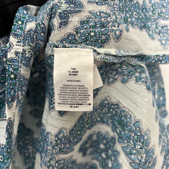 Boden Pineapple Botanic Wreath Printed Notch-Neck Sparkle Top Blouse - Picture 5 of 7